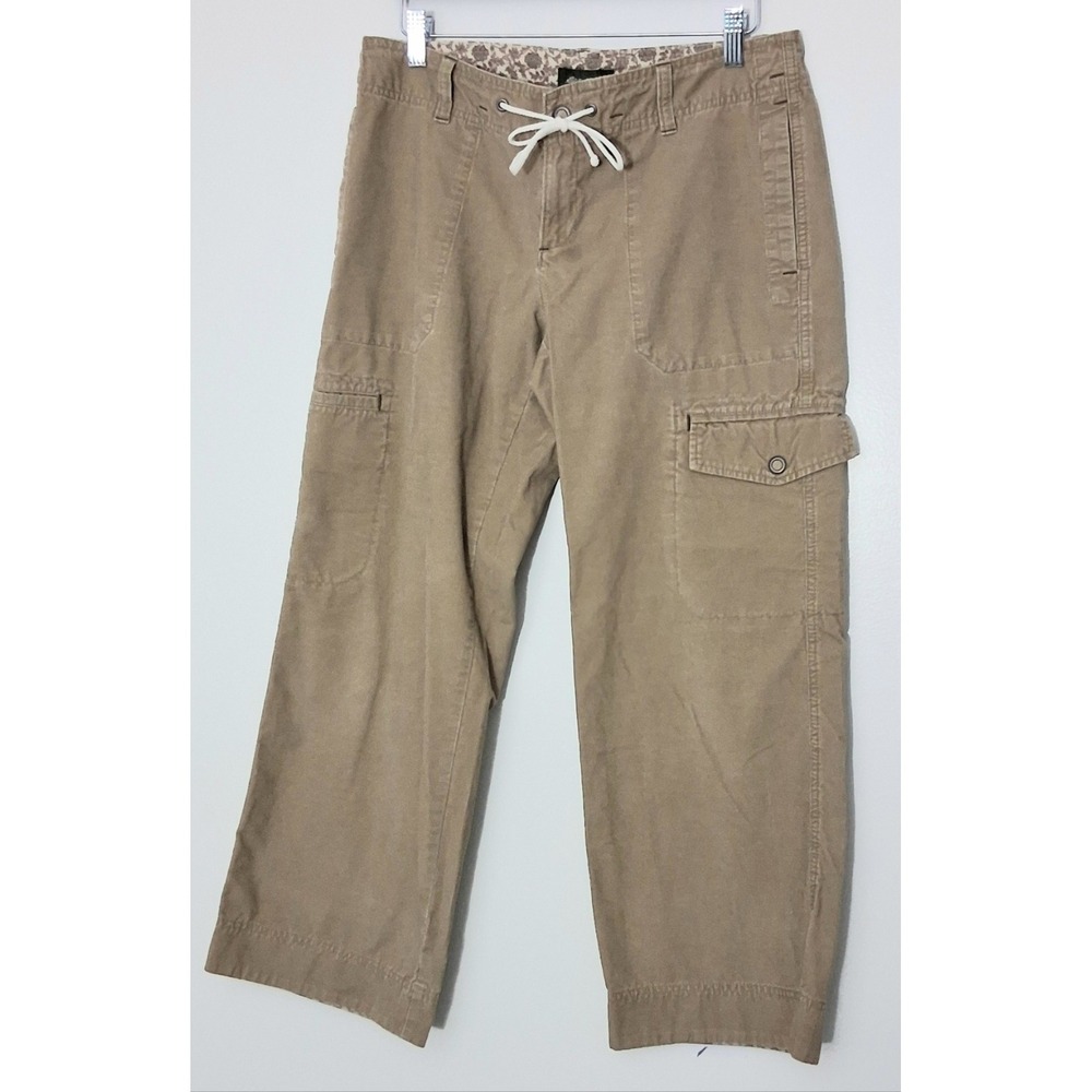 Eddie Bauer Cargo Pants Women's Size 8 Utility Corduroy Khaki Drawstring Pockets